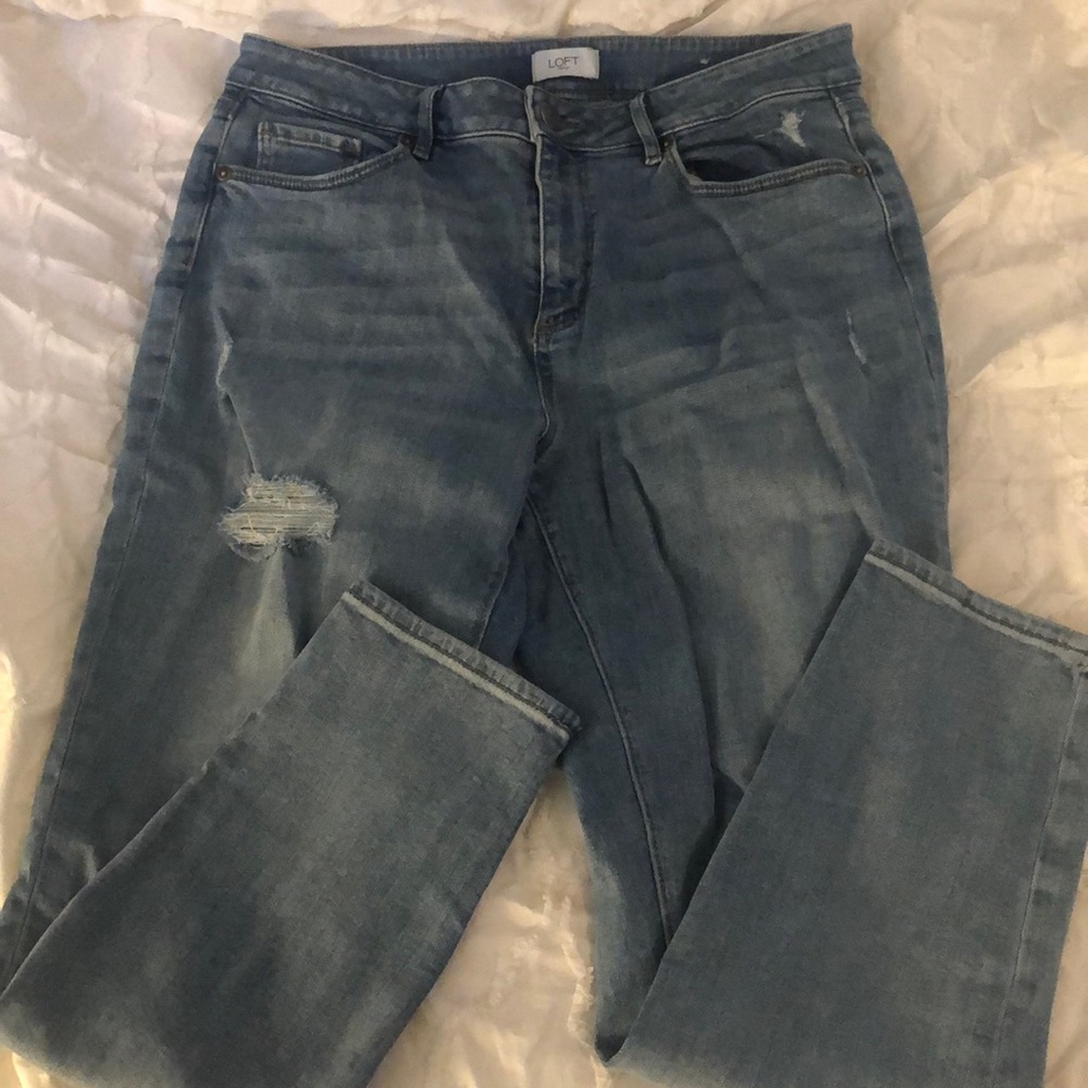 LOFT Outlet Light Wash High Rise Curvy Skinny Ankle
